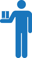 Delivery boy icon, home delivery service icon blue vector