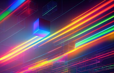squares, neon light, empty frames, abstract uv background, glowing lines, vibrant colors