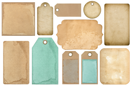 PNG Used paper label tag sticker isolated on transparent background