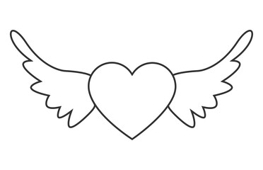 Heart with wings icon.Vector illustration isolated on white background.Eps 10.