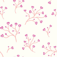 Hand drawn floral pattern. Seamless leaves vector background. Elegant colorful template for fashion print, fabric or wallpaper.