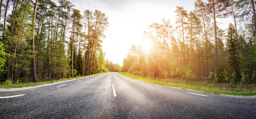 Beautiful background of the asphalt road in spring. © candy1812