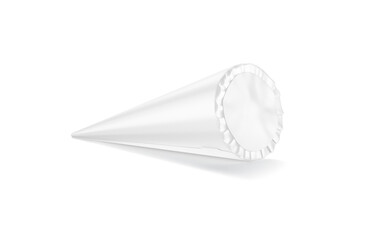 Blank white ice cream cone pack mockup, side view