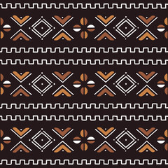 African seamless pattern. Traditional mud cloth, bogolan. Tribal fabric.