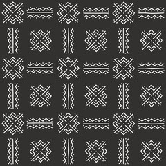 Black and white tribal pattern. Traditional Malian cloth with geometric ornament.