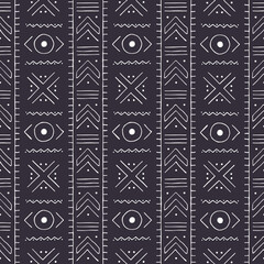 Black and white tribal pattern. Traditional Malian cloth with geometric ornament.