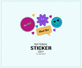 National Sticker Day. 13 January. National sticker day banner, poster, card and pattern background. Holiday concept. nice sticker. flat icon, symbol. vector illustration.