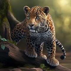 Naklejka na ściany i meble portrait of a leopard