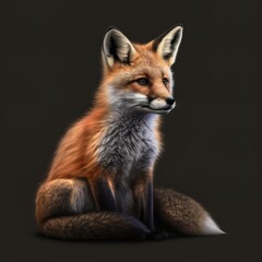 cute fox portrait animal zoo in black background