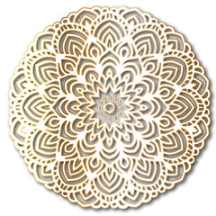 ornamental mandala pattern in white and gold