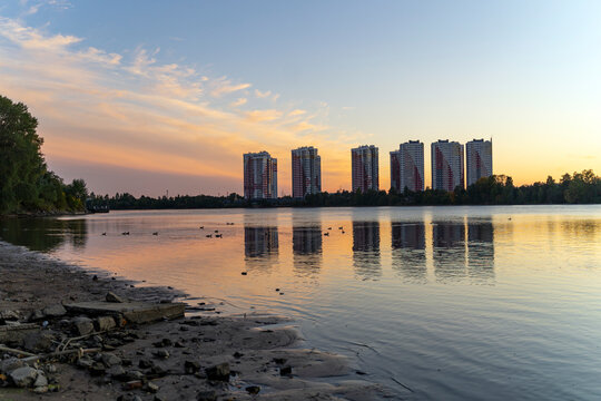 sunset over the city