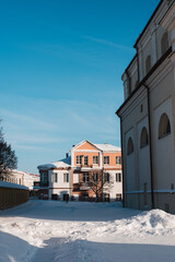 old town on a snowy day