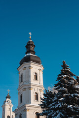 church in Pinsk on a snowy day
