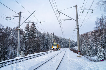 Train in the snow