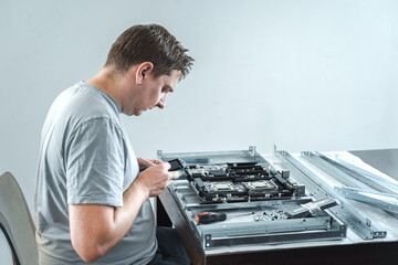 Man engineer,collector.Independent self computer assembly. Mounting in sockets processor,random...