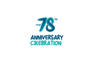 Fototapeta premium 78th, 78 years, 78 year anniversary celebration fun style logotype. anniversary white logo with green blue color isolated on white background, vector design for celebrating event