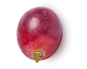top view red grape fruit isolated on white background