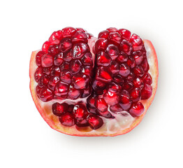 top view Pomegranate   isolated on white background