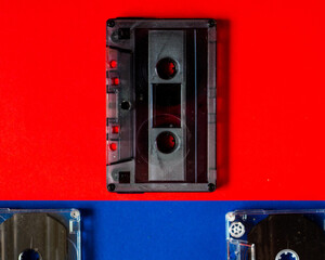 Tape Cassette on colour Background 