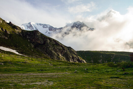 landscape with clouds in the mountains