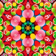 Fototapeta na wymiar A colorful kaleidoscope with all the colors of the rainbow. Geometric spectacular mosaic background.