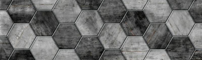 Hex tiles dual tone diagonal concrete black and white flooring