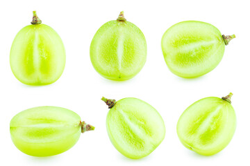 fresh green grape isolated on white background
