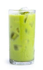 green tea milk isolated on white background