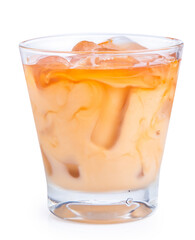 Ice tea milk isolated on white background