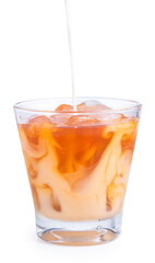 Ice tea milk isolated on white background