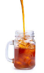 Ice tea milk isolated on white background
