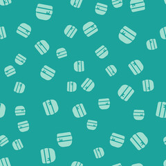 Green Burger icon isolated seamless pattern on green background. Hamburger icon. Cheeseburger sandwich sign. Fast food menu. Vector