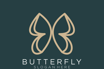 Gold Butterfly Logo. This logo suitable for beauty cosmetic logo.