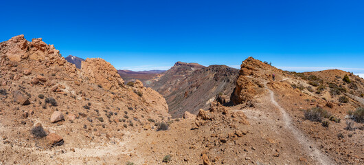 Wanderer am Weg zum Sombrero de Chasna,Teide Nationalpark,Teneriffa, Kanarische Inseln, Spanien,