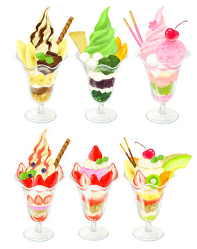 パフェのイラストセット