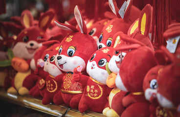 Plush toy of rabbits to welcome the Chinese New Year 2023,  Year of the rabbit