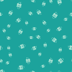 Green Work for female icon isolated seamless pattern on green background. Business woman work. Vector