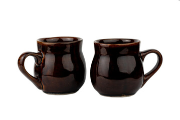 The two stoneware dark brown cups