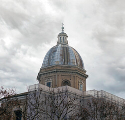 The dome of a church, basilica. Roof, cloudy day, architecture, religion, building. 