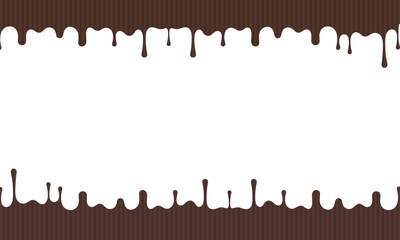 溶けて垂れる茶色のストライプ柄チョコレートの背景
