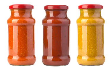 Bottles of spicy, red hot sauces