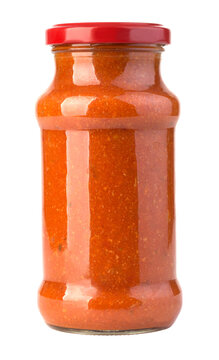 Bottles of spicy, red hot sauces