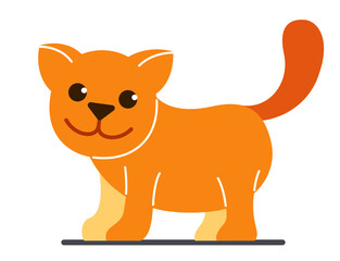 Little kitty funny vector flat style cartoon isolated on white, domestic cat cute and adorable.