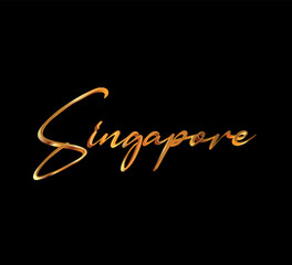 decorative 3d gold singapore text on black background