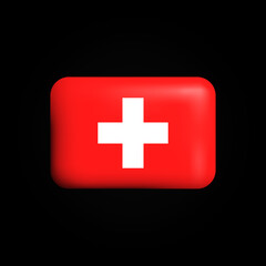 Switzerland Flag 3D Icon. National Flag of Switzerland. Vector illustration