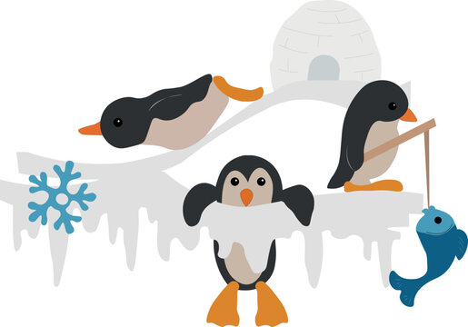 Winter Penguins digital illustration Design be useful for fabric, cover, paper, interior decors and others.
