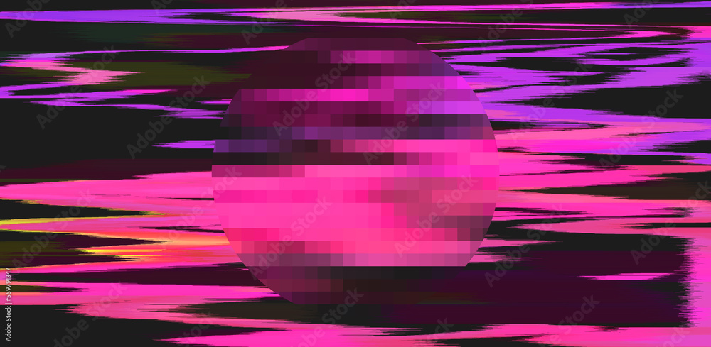 Poster Abstract background with digital pixel noise glitch artifacts. Screen showing video tape with damage.