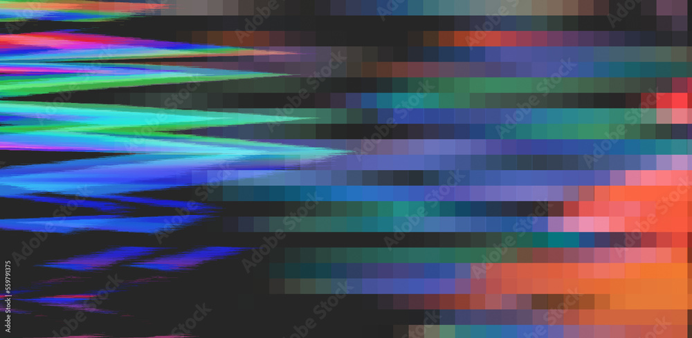 Poster Abstract background with digital pixel noise glitch artifacts. Screen showing video tape with damage.