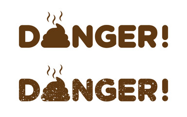 Danger poo icon. Flat vector illustration.