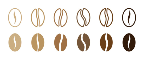 Coffee bean icon collection. Coffee bean isolated sign. EPS 10